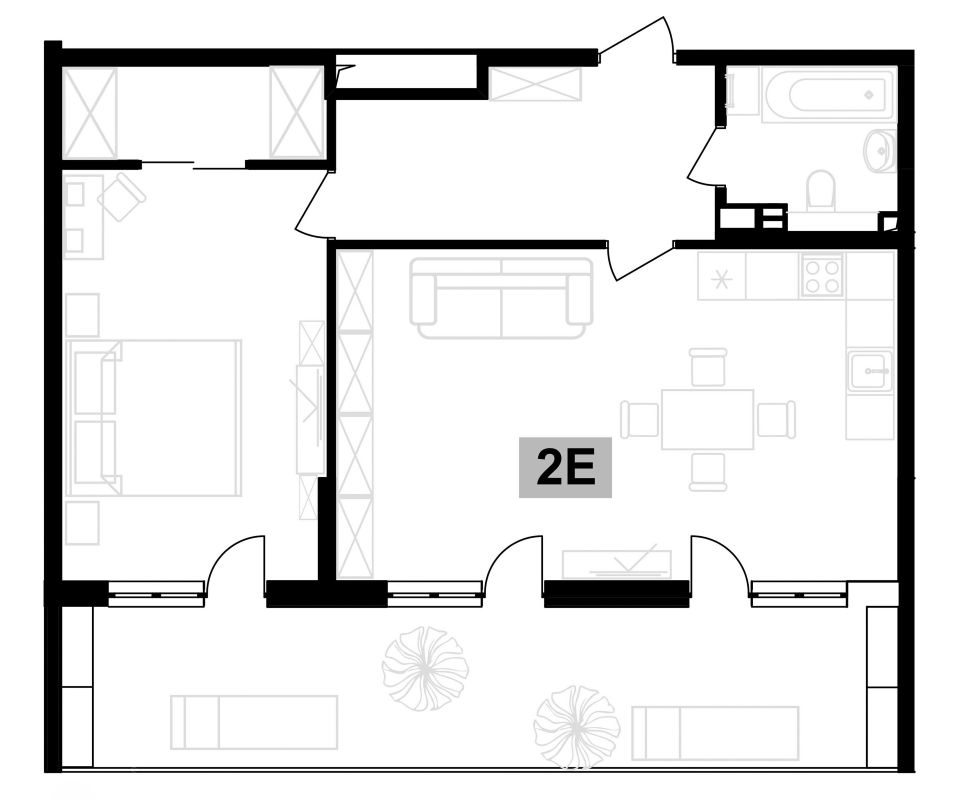 Планировка — Клубная резиденция Европа, 2-комн., 65 м²