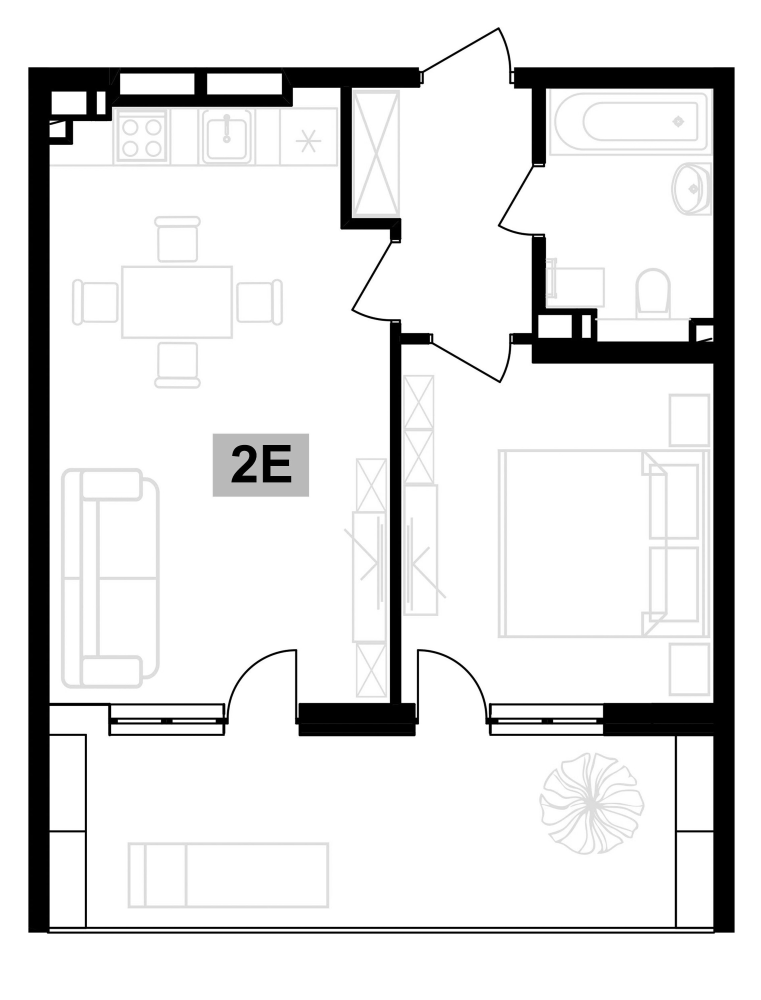 Планировка — Клубная резиденция Европа, 2-комн., 42 м²