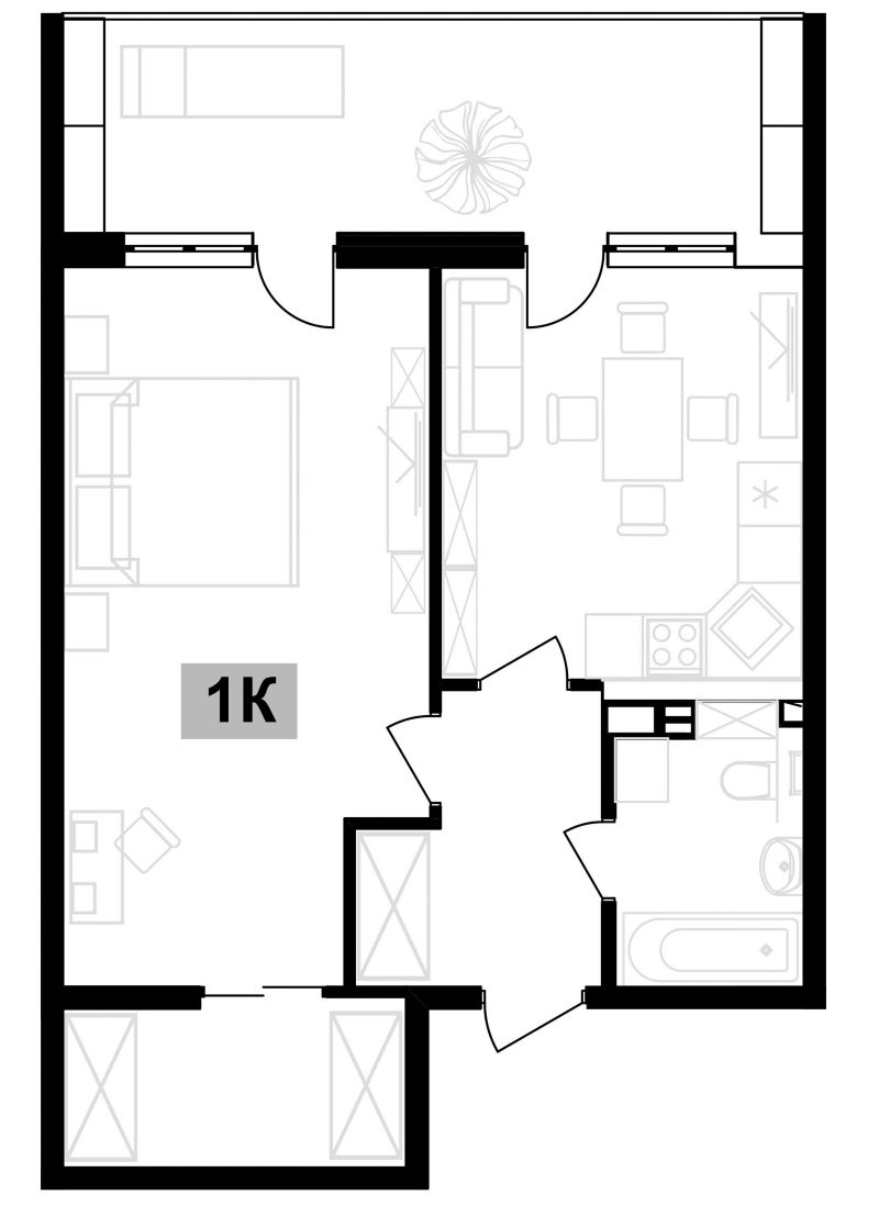 Планировка — Клубная резиденция Европа, 1-комн., 50 м²