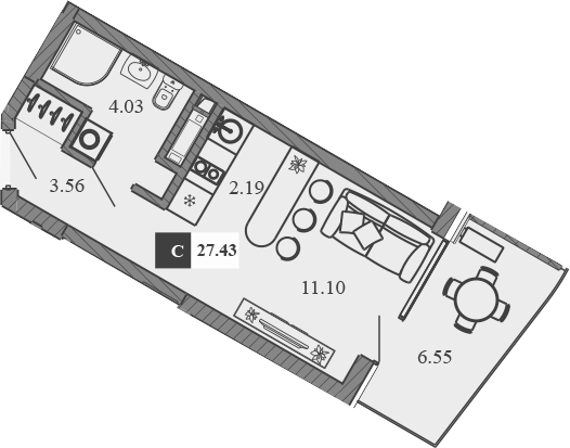 Планировка — Крымская Резиденция, Студия, 21 м²