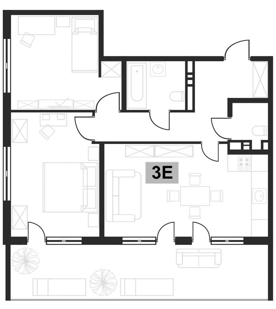Планировка — Клубная резиденция Европа, 3-комн., 63 м²