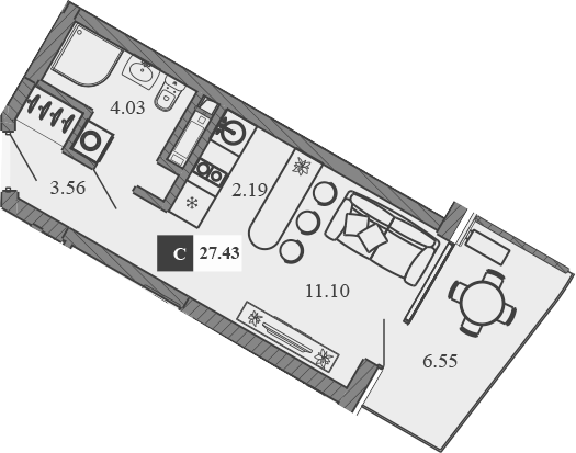 Планировка — Крымская Резиденция, Студия, 21 м²