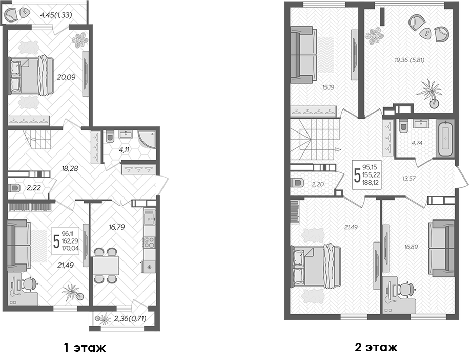 Планировка — Альфа. АСК, 5-комн., 180 м²