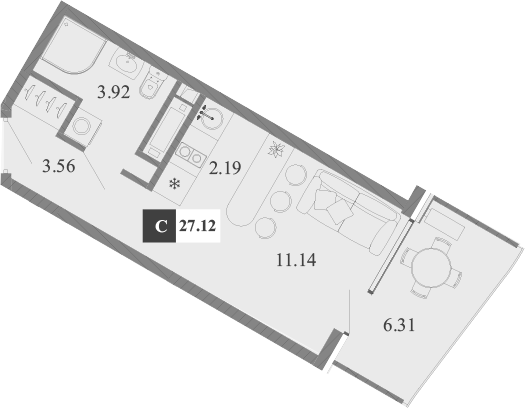 Планировка — Крымская Резиденция, Студия, 21 м²