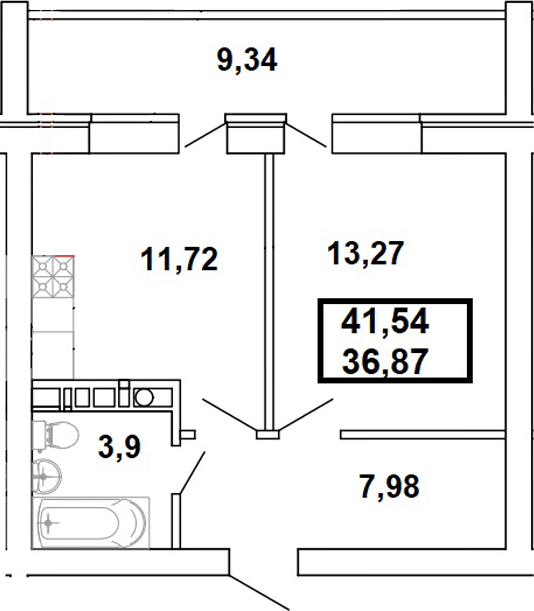 Планировка — Дом на Заречной, 1-комн., 37 м²