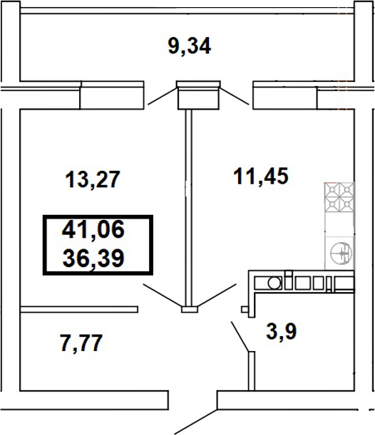 Планировка — Дом на Заречной, 1-комн., 36 м²