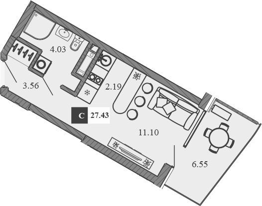 Планировка — Крымская Резиденция, Студия, 21 м²
