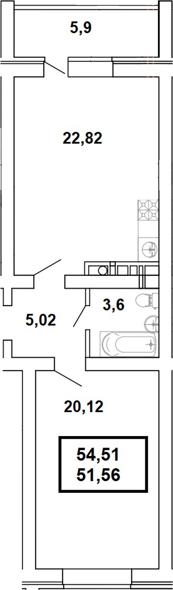 Планировка — Дом на Заречной, 2-комн., 52 м²