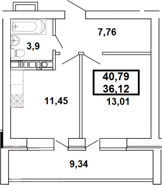 Планировка — Дом на Заречной, 1-комн., 36 м²
