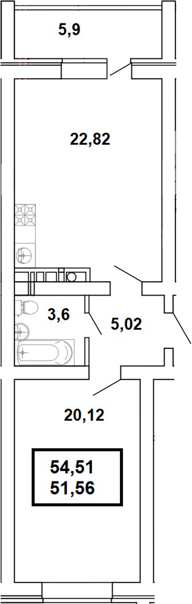 Планировка — Дом на Заречной, 2-комн., 52 м²