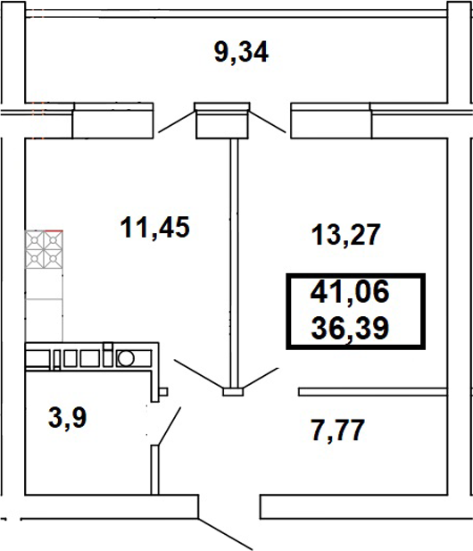 Планировка — Дом на Заречной, 1-комн., 36 м²
