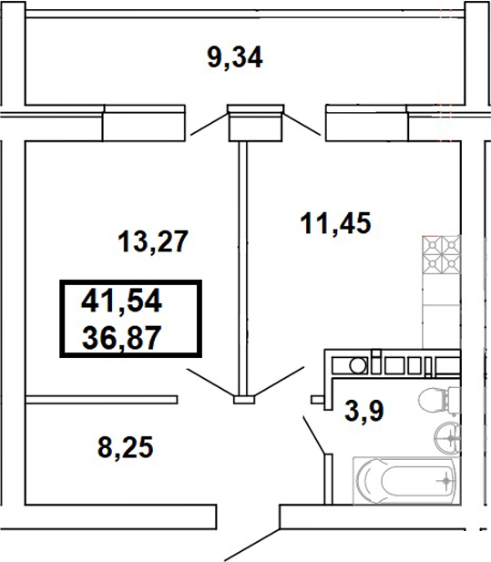 Планировка — Дом на Заречной, 1-комн., 37 м²