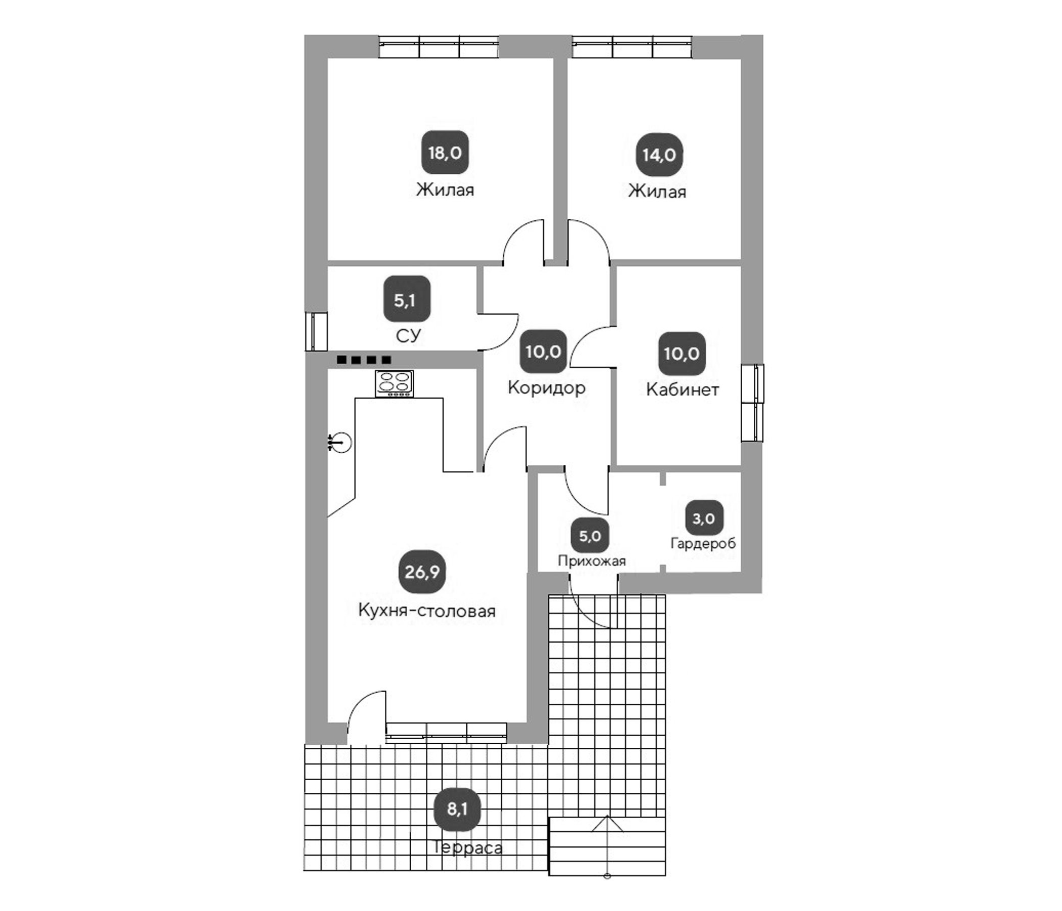 Планировка — Коттеджный поселок ZAGOROD 2, 3-комн., 92 м²
