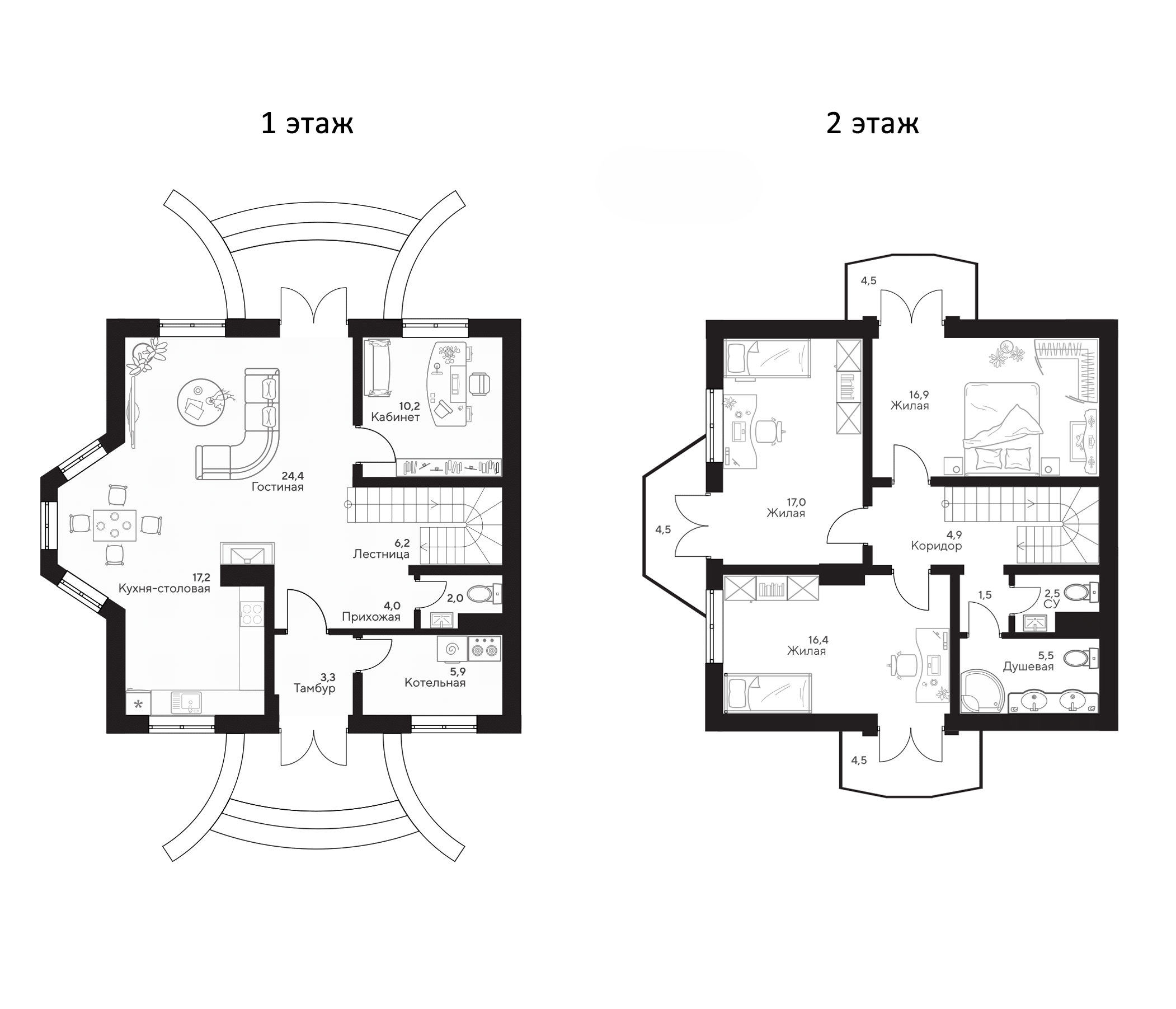 Планировка — Коттеджный поселок ZAGOROD 2, 4-комн., 138 м²