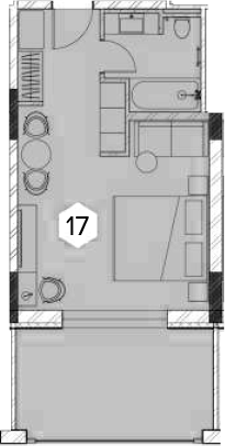 Планировка — Лучезарный, 1-комн., 43 м²