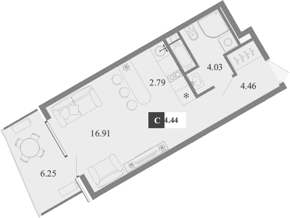Планировка — Крымская Резиденция, Студия, 28 м²