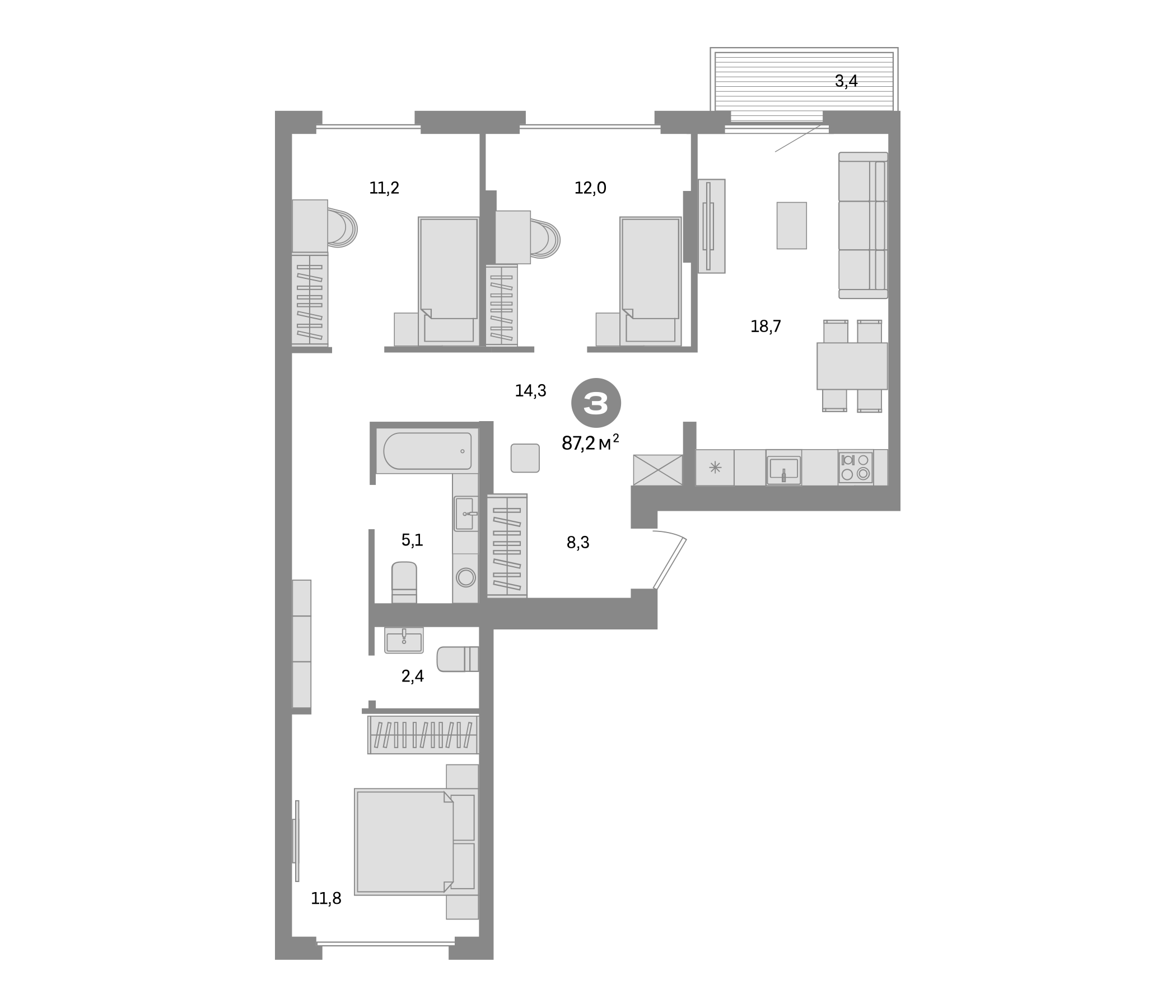Планировка — Квартал Депо, 4-комн., 84 м²