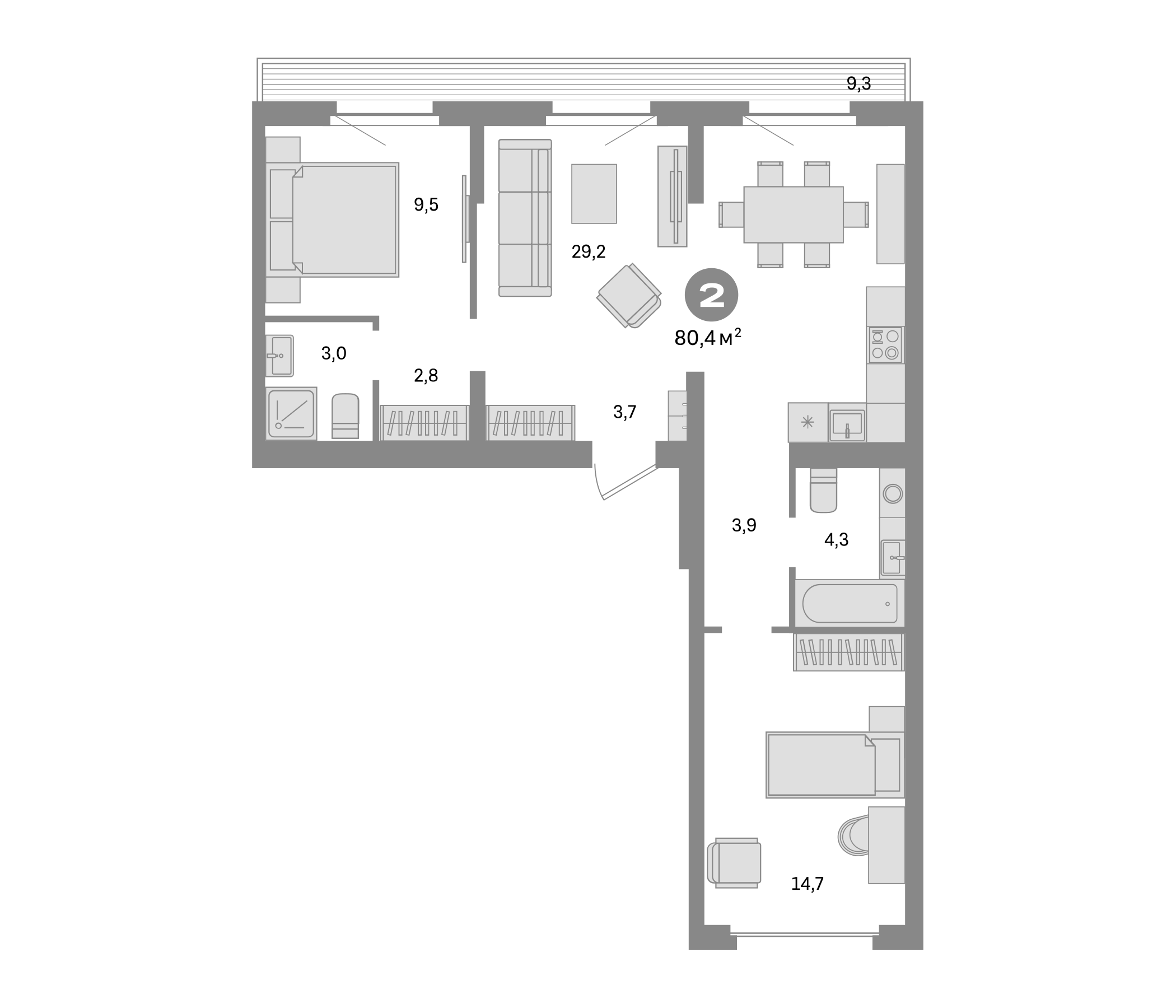 Планировка — Квартал Депо, 3-комн., 71 м²