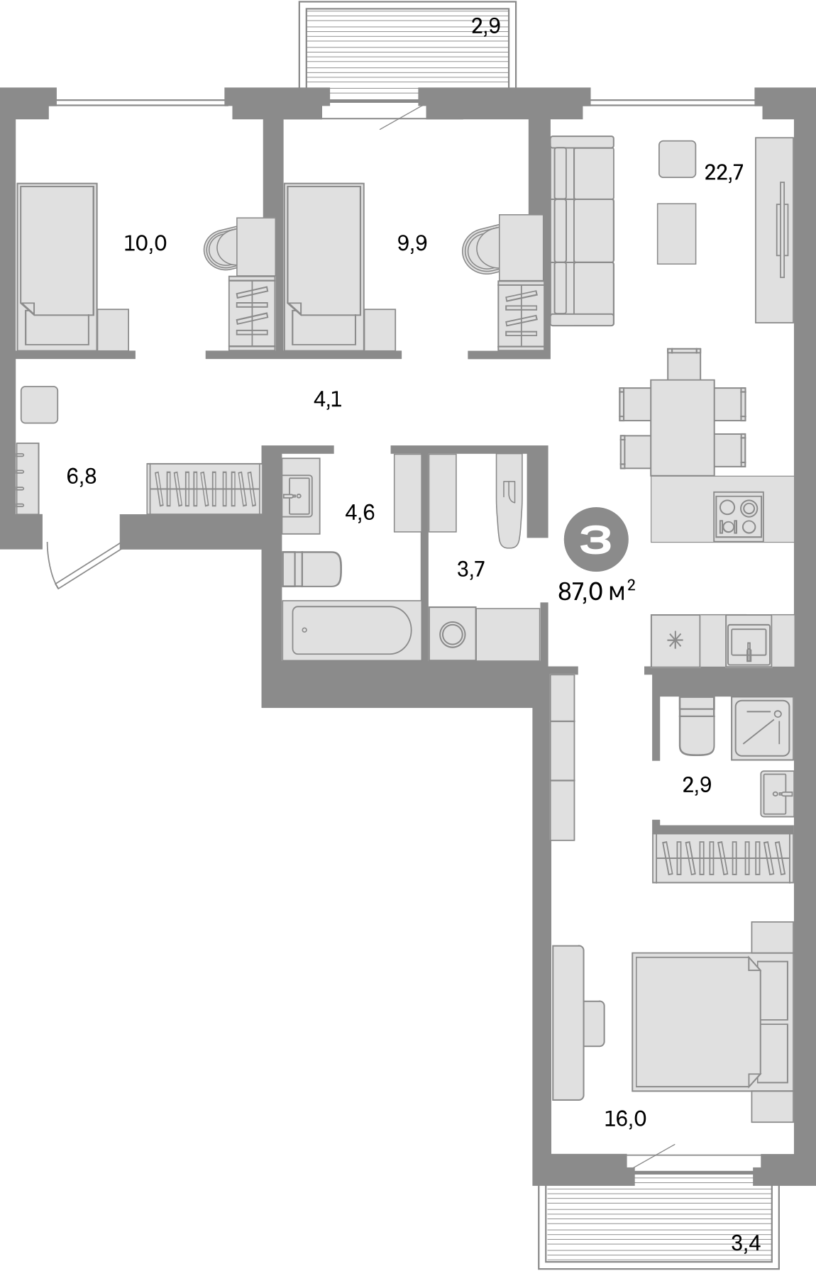 Планировка — Квартал Депо, 4-комн., 81 м²