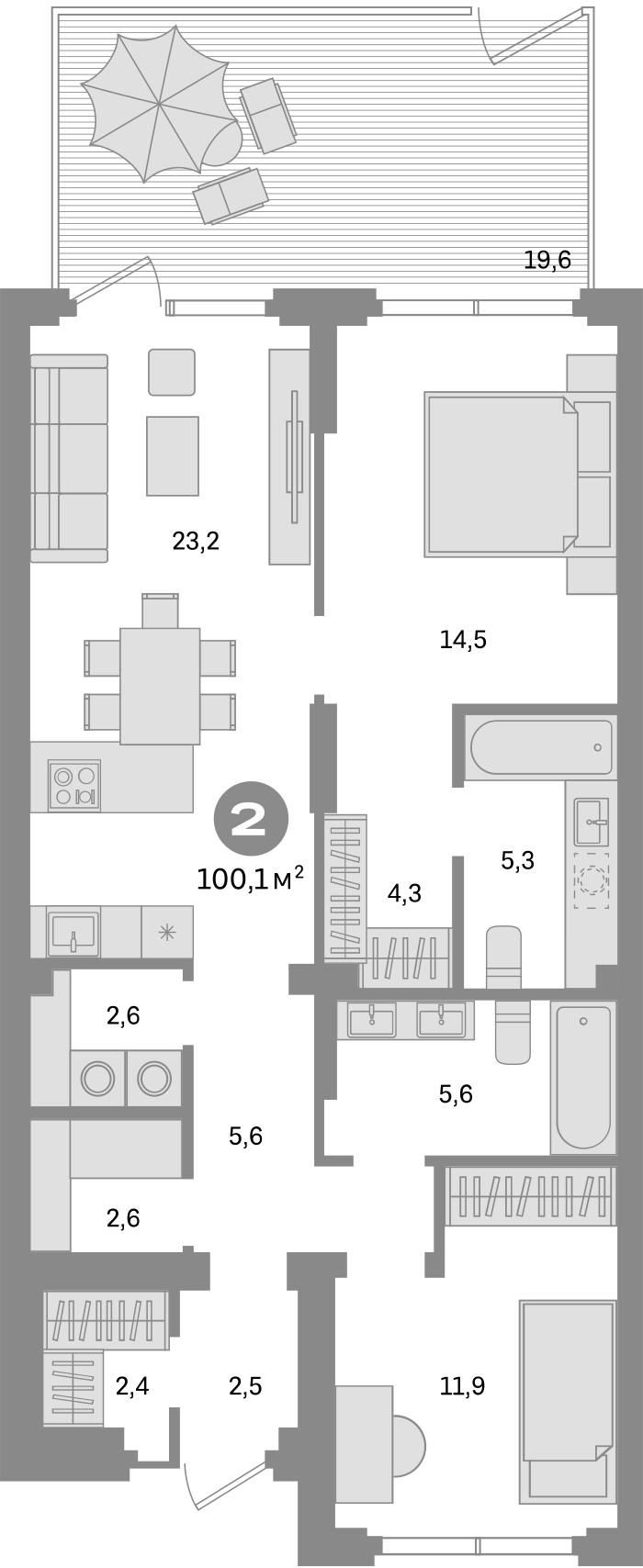 Планировка — Квартал Депо, 3-комн., 81 м²