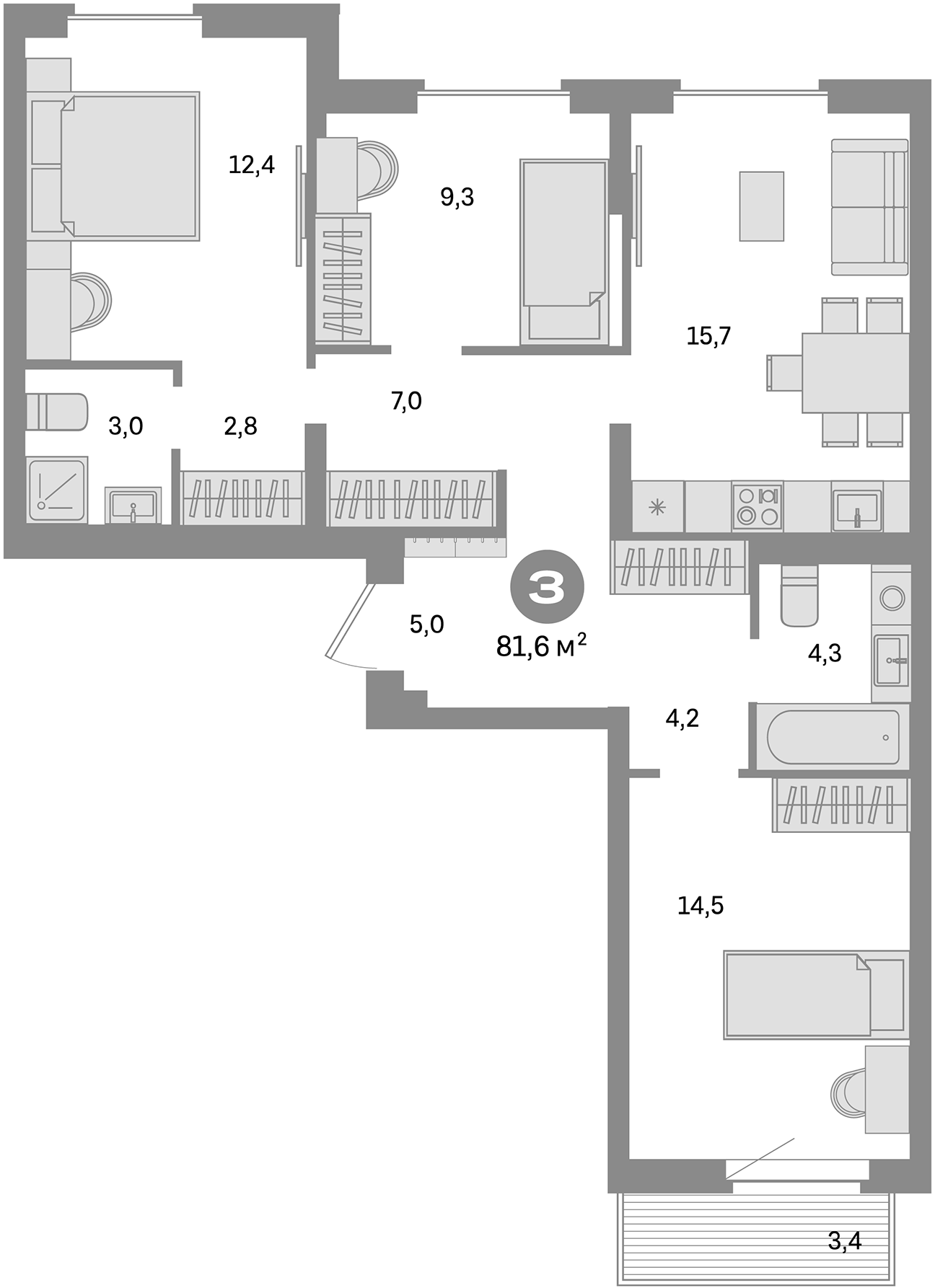 Планировка — Квартал Депо, 4-комн., 78 м²
