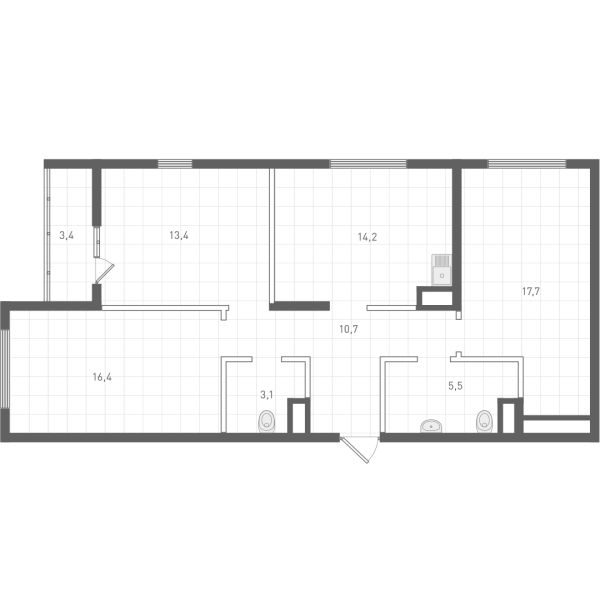 Планировка — Русь XXI, 3-комн., 81 м²