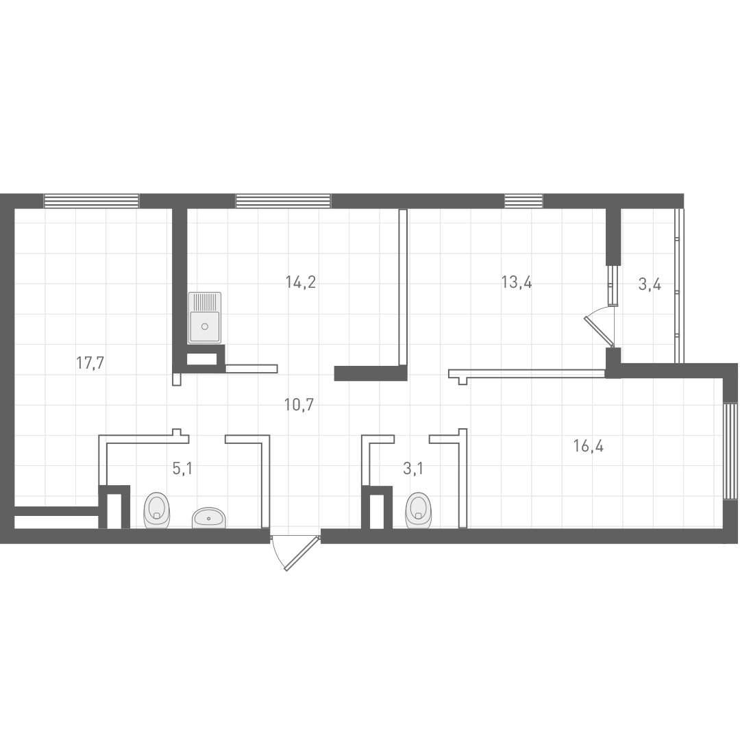 Планировка — Русь XXI, 3-комн., 81 м²