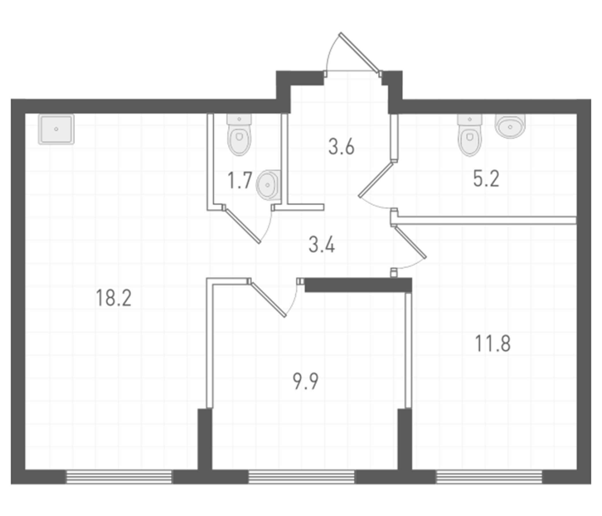 Планировка — ОК: Премиум, 2-комн., 54 м²