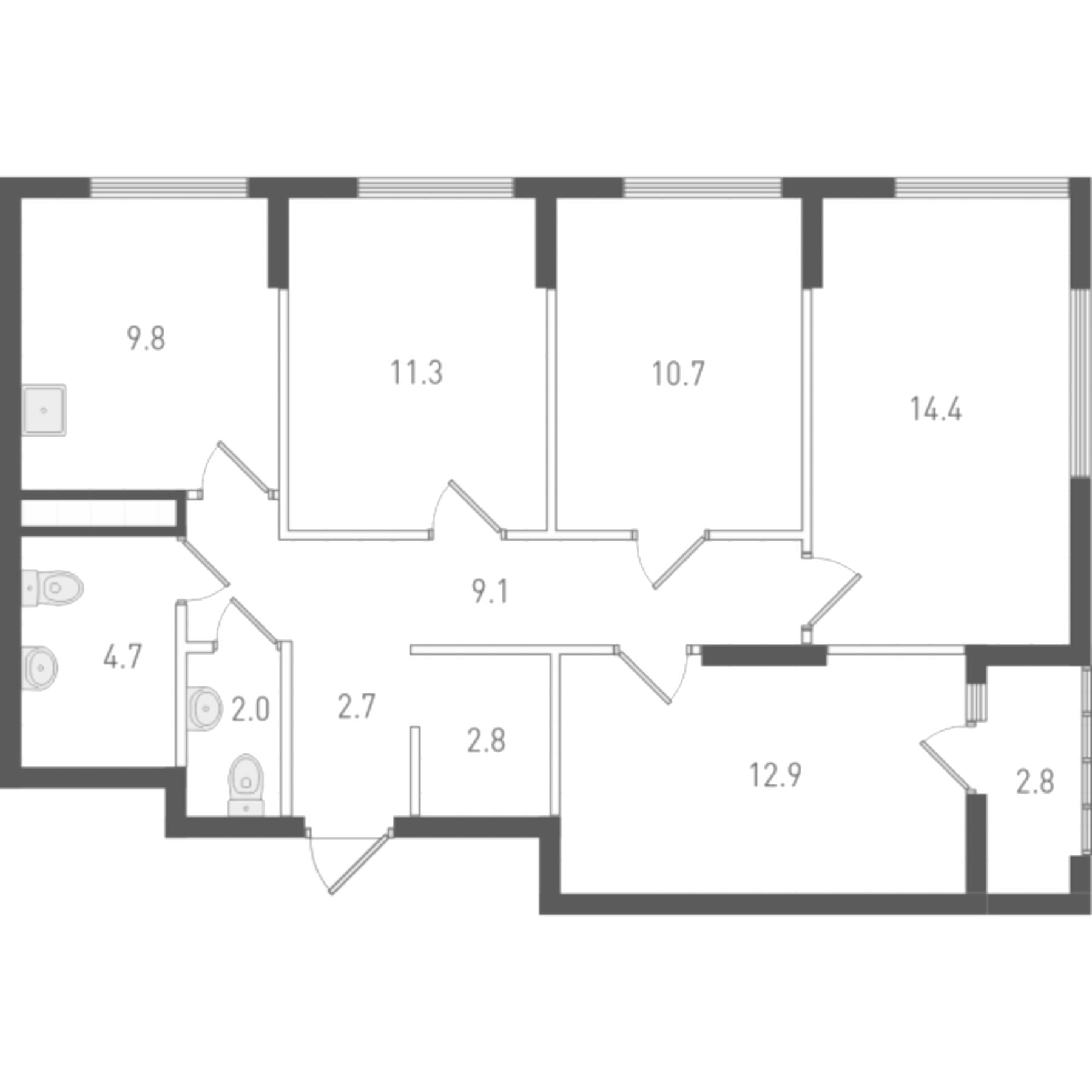 Планировка — ОК: Премиум, 4-комн., 81 м²