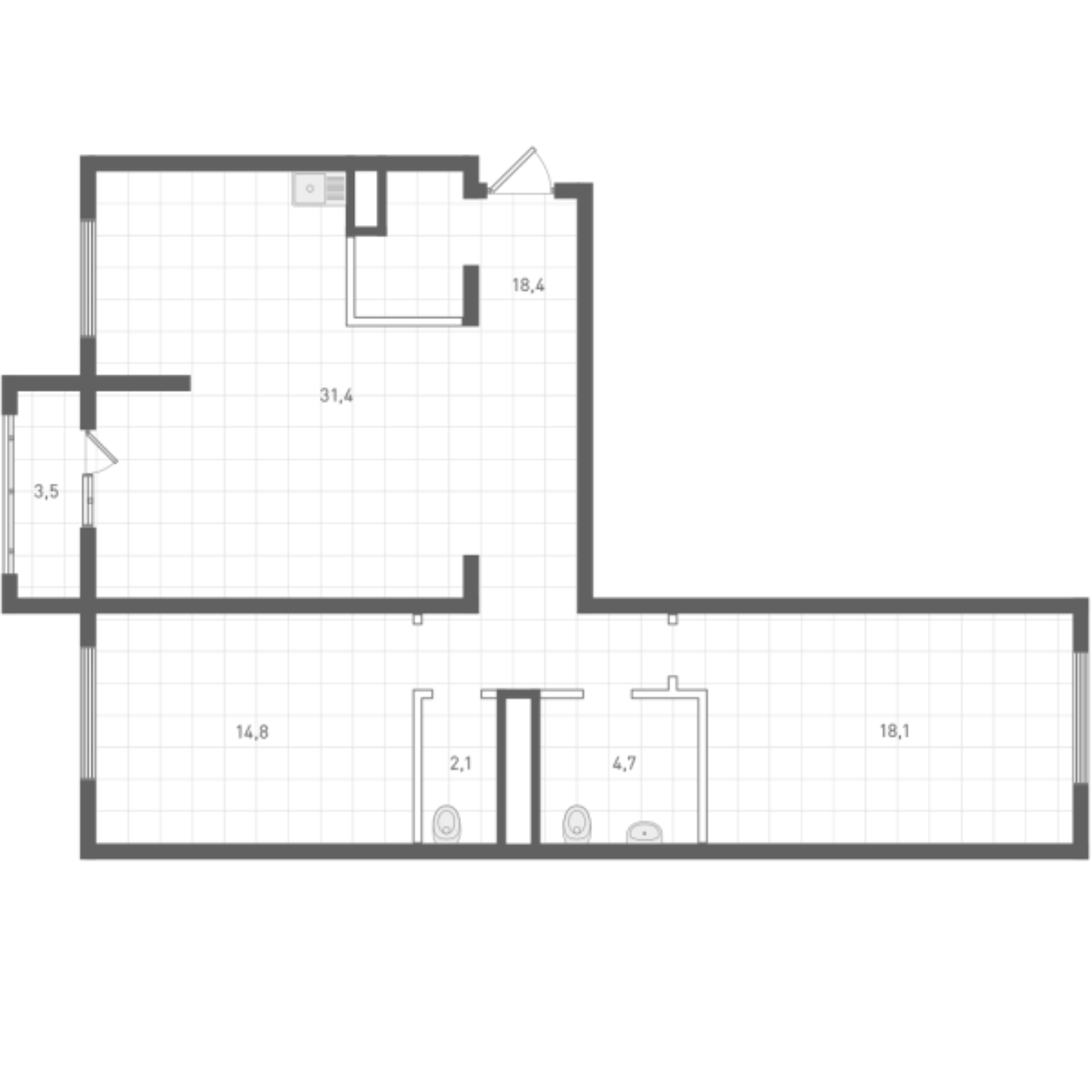 Планировка — Русь XXI, 2-комн., 89 м²