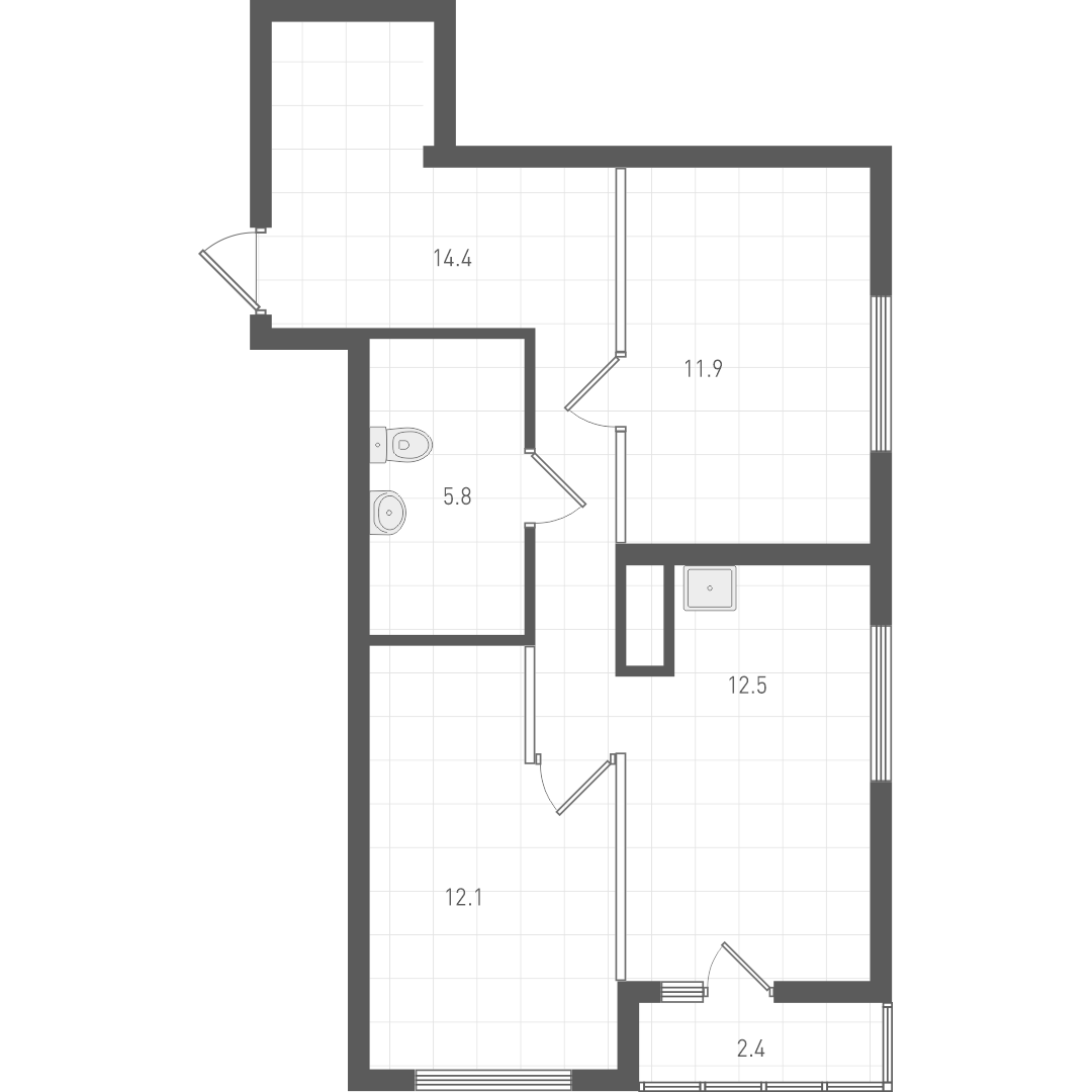 Планировка — ОК: Премиум, 2-комн., 57 м²
