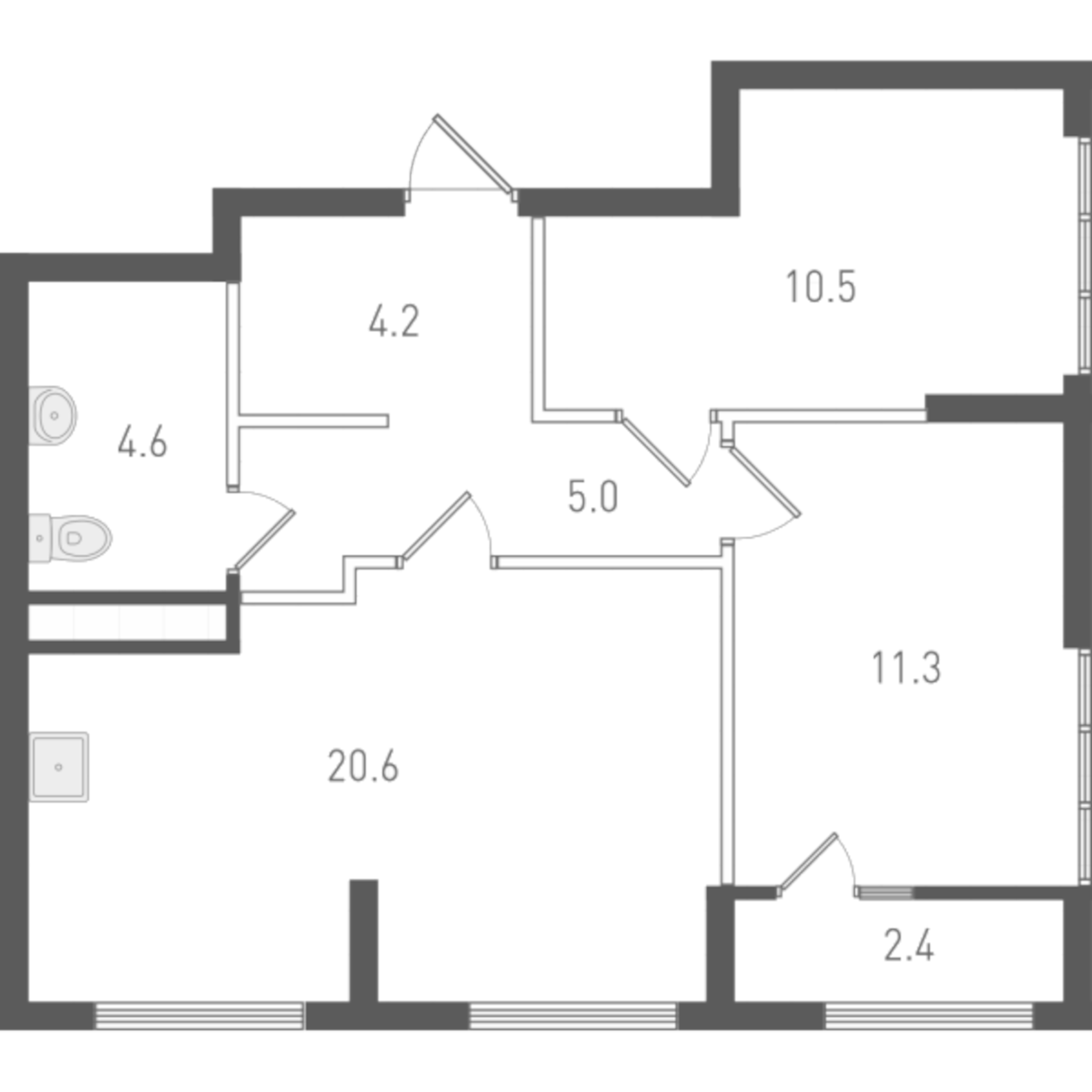 Планировка — ОК: Премиум, 2-комн., 57 м²