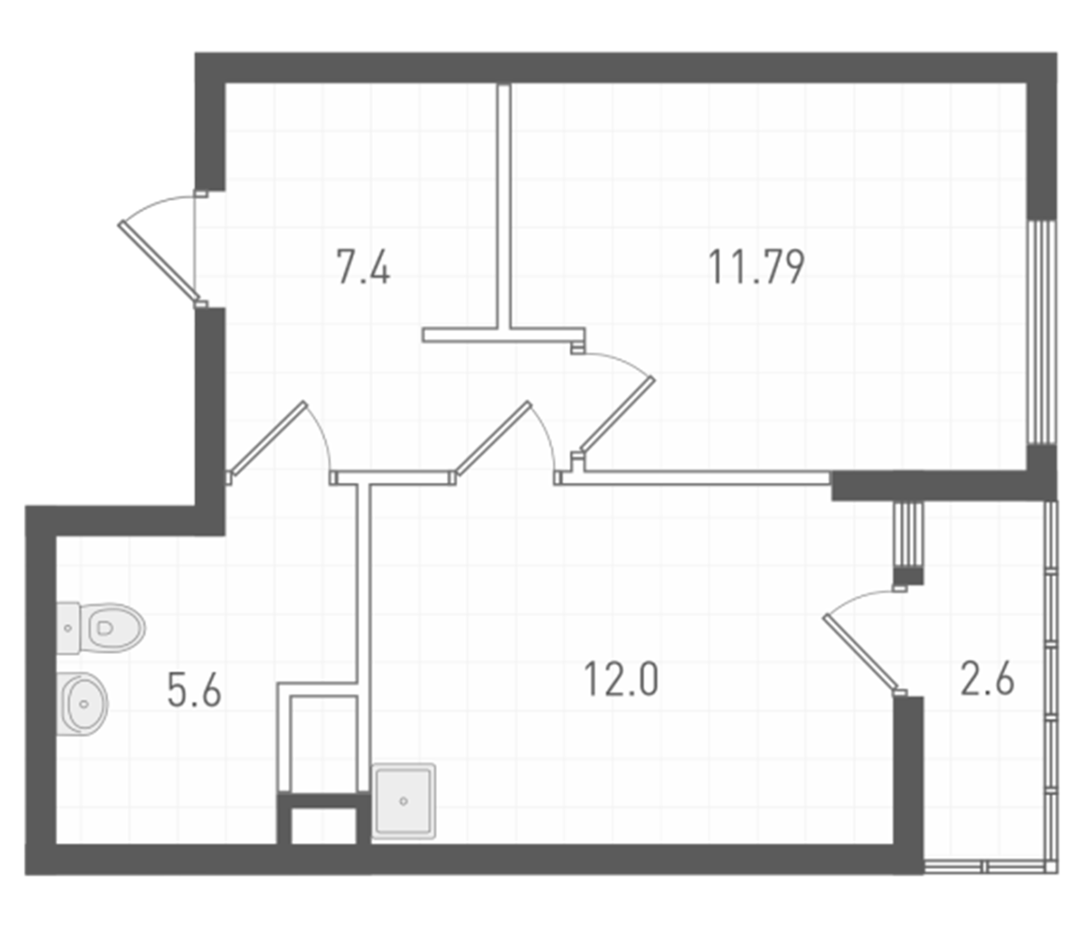 Планировка — ОК: Премиум, 1-комн., 37 м²