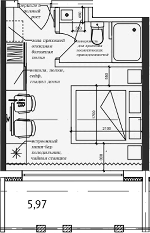 Планировка — Cosmos Stay Adler, Студия, 19 м²