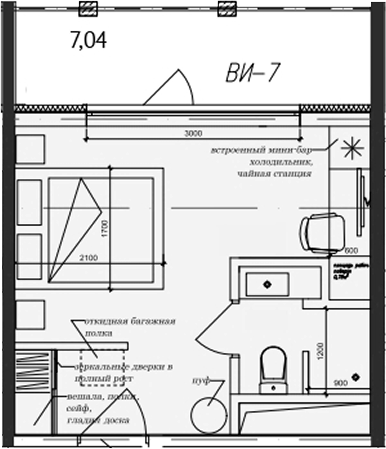 Планировка — Cosmos Stay Adler, Студия, 22 м²