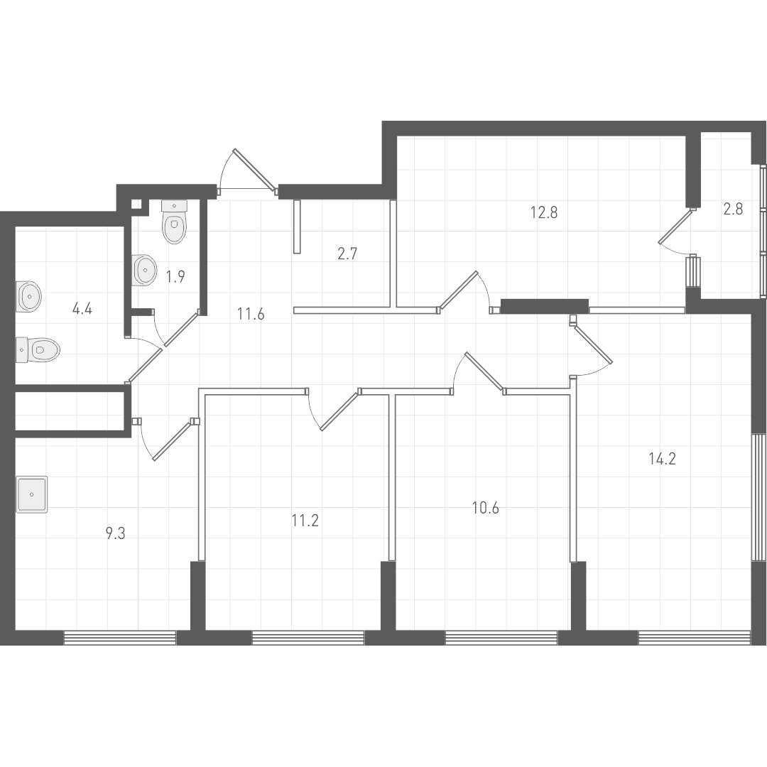 Планировка — ОК: Премиум, 4-комн., 79 м²