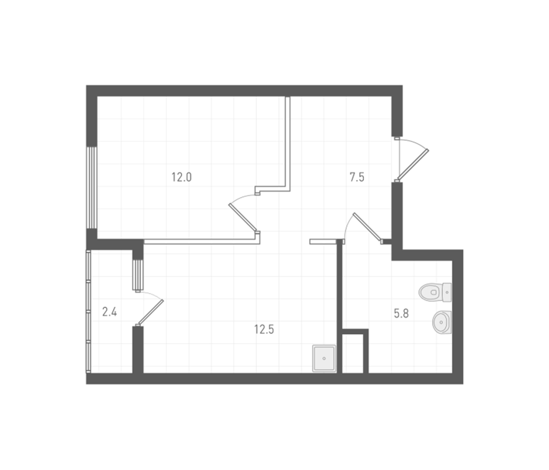 Планировка — ОК: Премиум, 1-комн., 38 м²