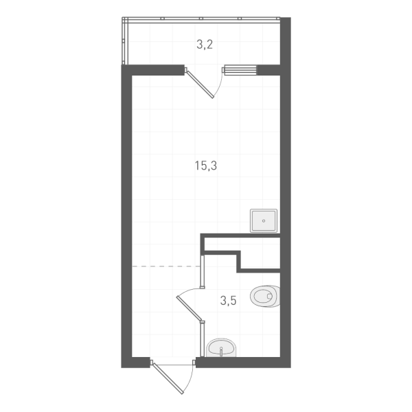 Планировка — Старт, Студия, 18 м²