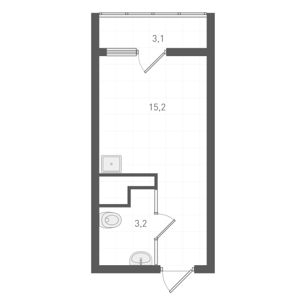 Планировка — Старт, Студия, 18 м²