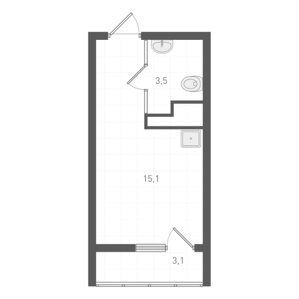 Планировка — Старт, Студия, 18 м²