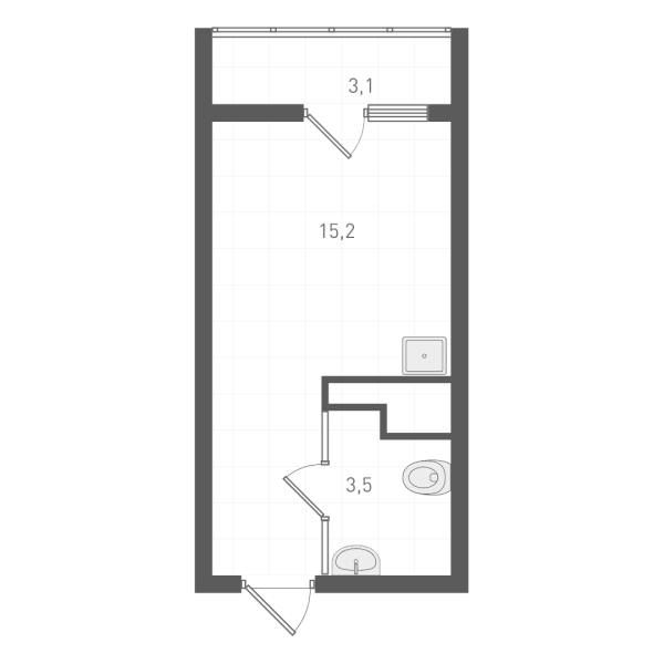 Планировка — Старт, Студия, 18 м²