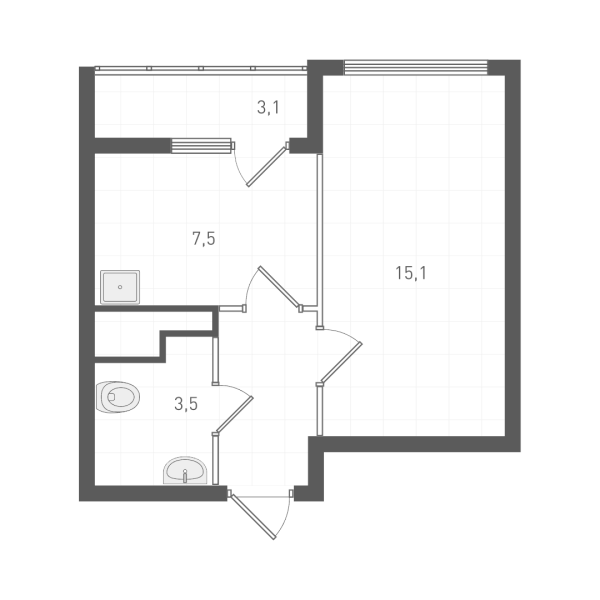 Планировка — Старт, 1-комн., 30 м²