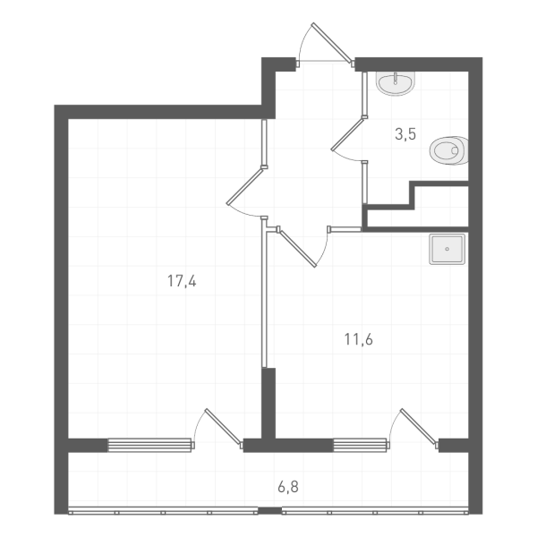 Планировка — Старт, 1-комн., 35 м²