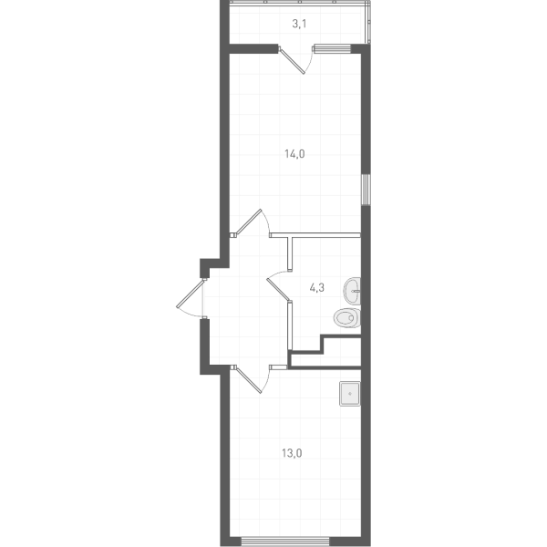 Планировка — Старт, 1-комн., 37 м²