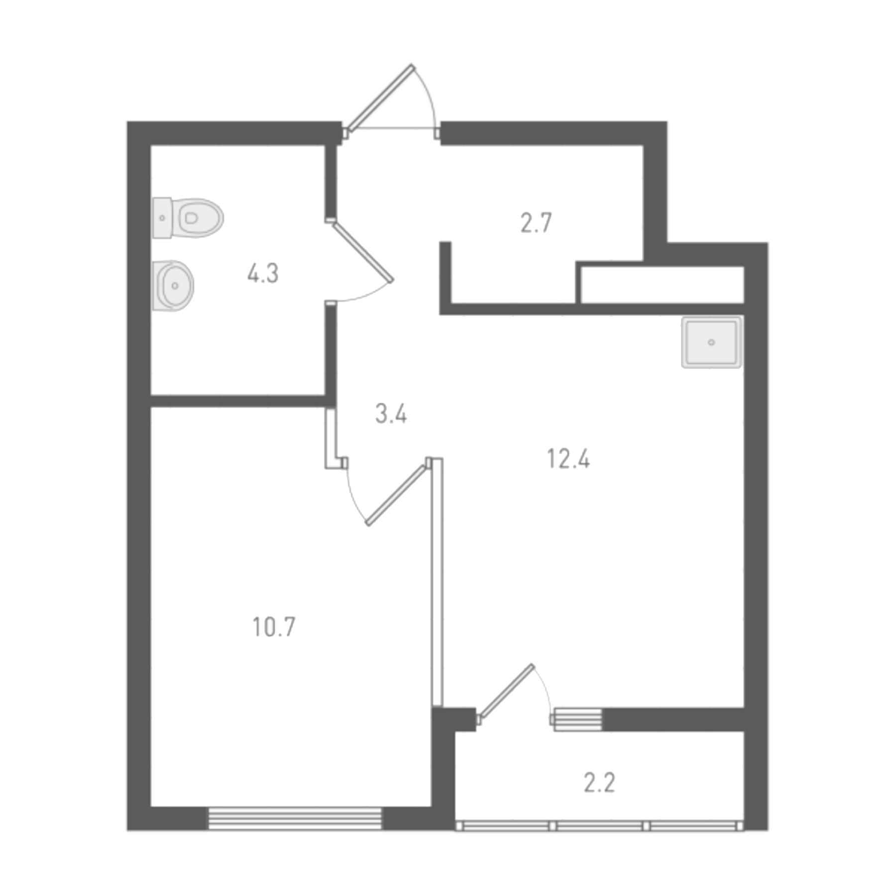 Планировка — ОК: Премиум, 1-комн., 33 м²