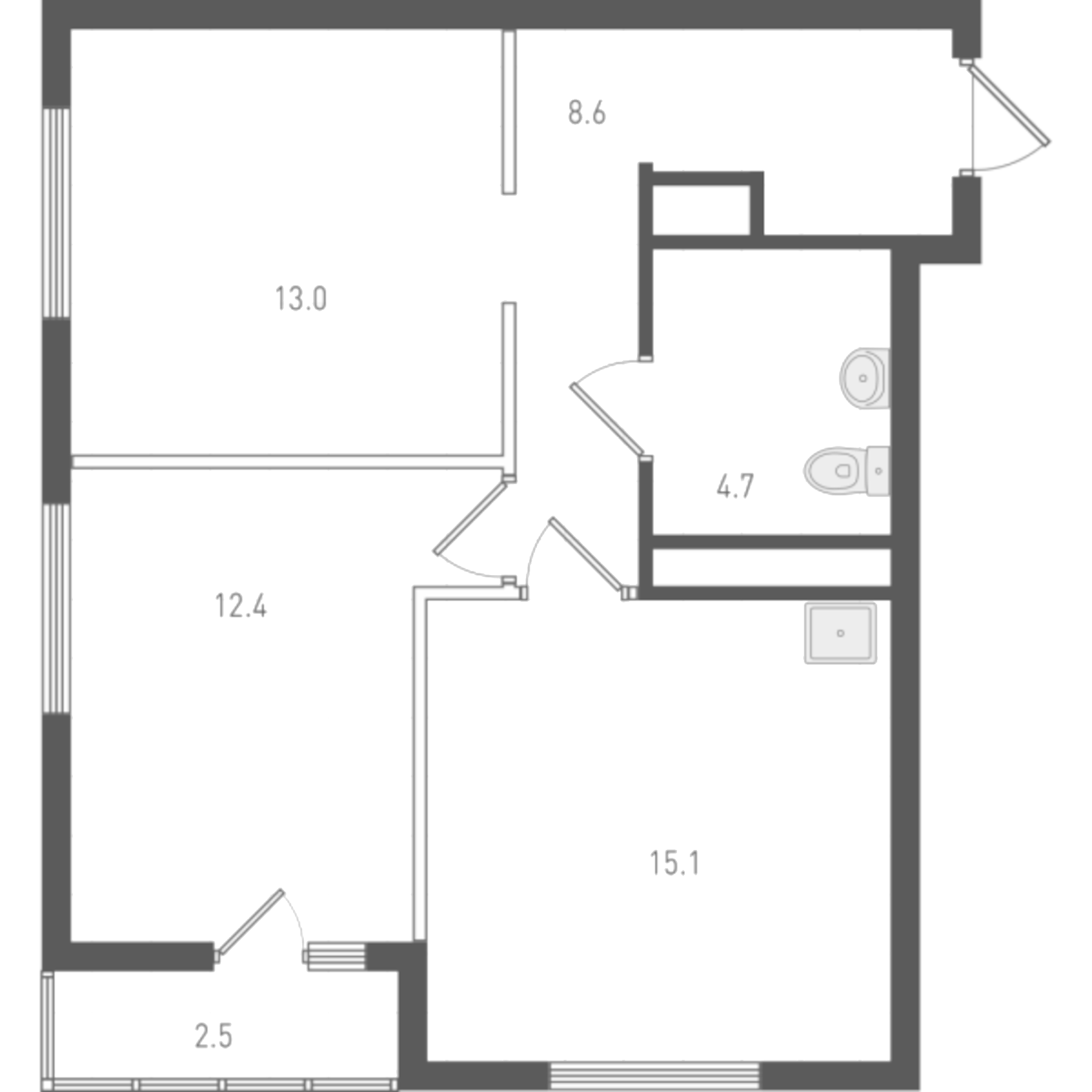 Планировка — ОК: Премиум, 2-комн., 54 м²