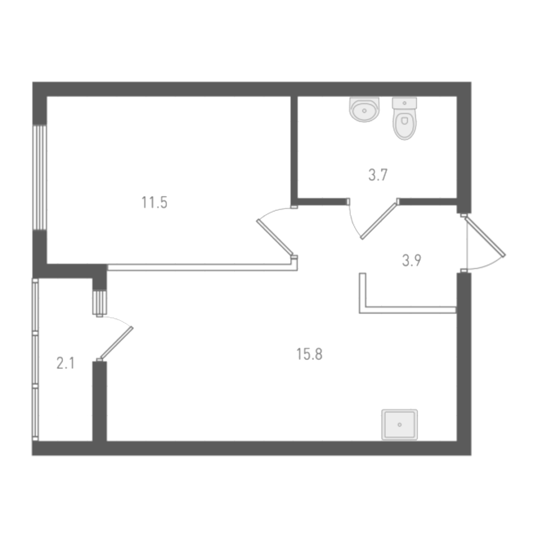 Планировка — ОК: Премиум, 1-комн., 35 м²