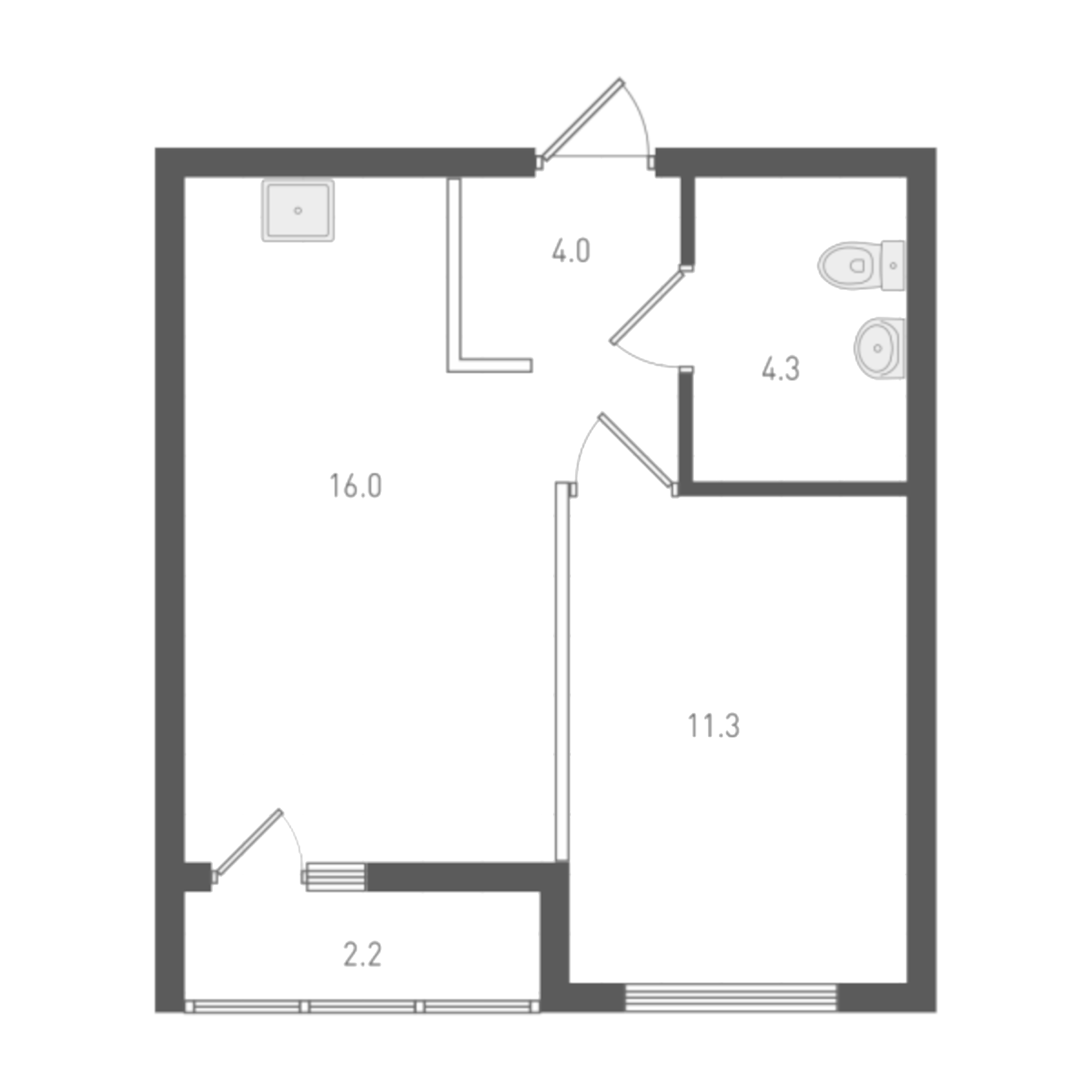 Планировка — ОК: Премиум, 1-комн., 36 м²