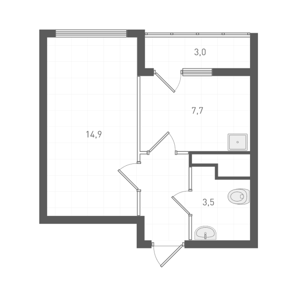 Планировка — Старт, 1-комн., 30 м²