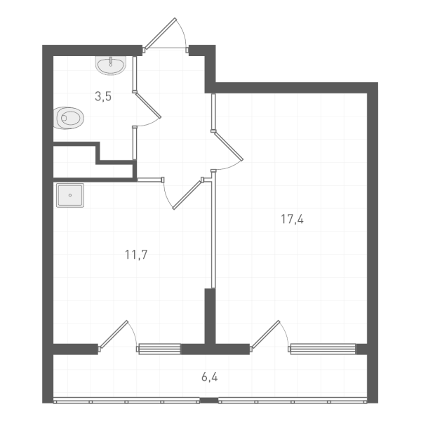 Планировка — Старт, 1-комн., 37 м²